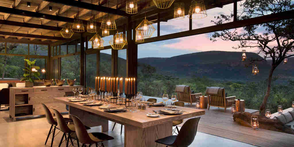 dining area, marataba mountain lodge, marakele national park, south africa