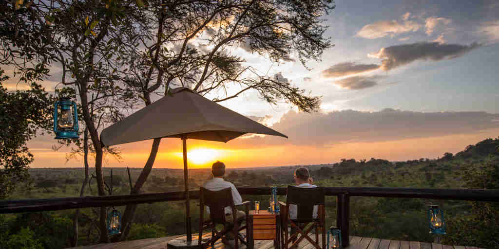 viewing platform at sunset, serengeti migration camp, the serengeti, tanzania