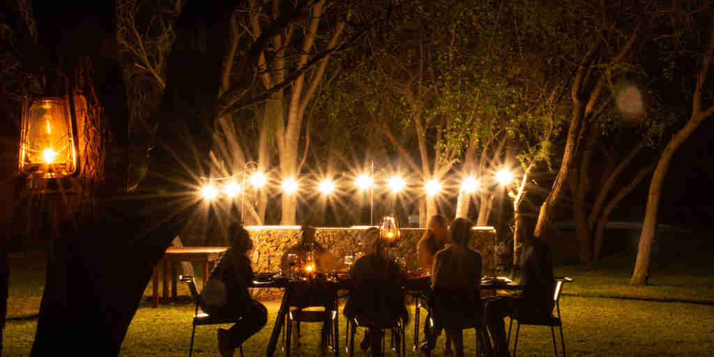 night dining, marataba explorers camp, marataba reserve, south africa