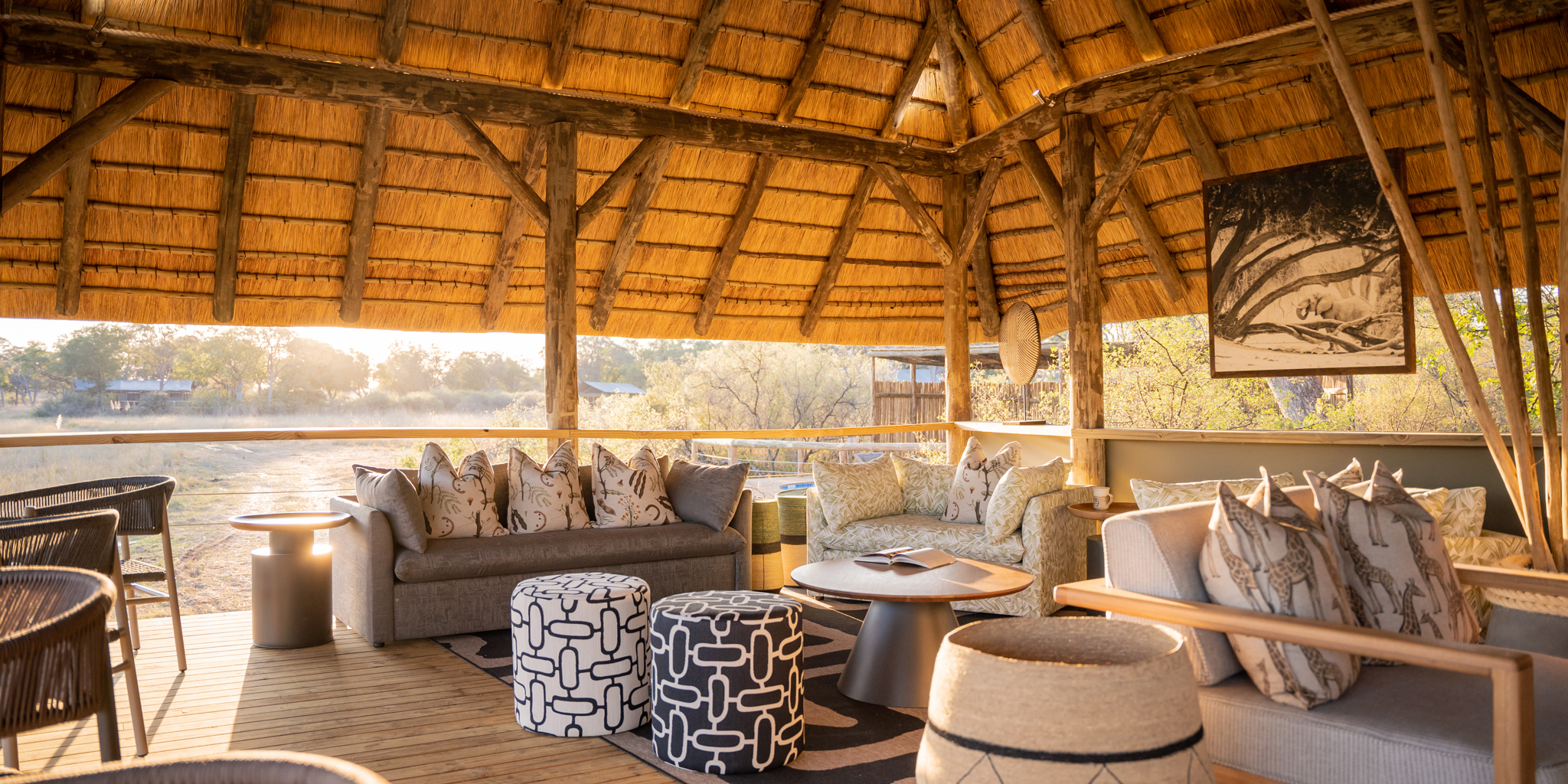 lounge with sofa's 4 rivers, okavango delta, botswana