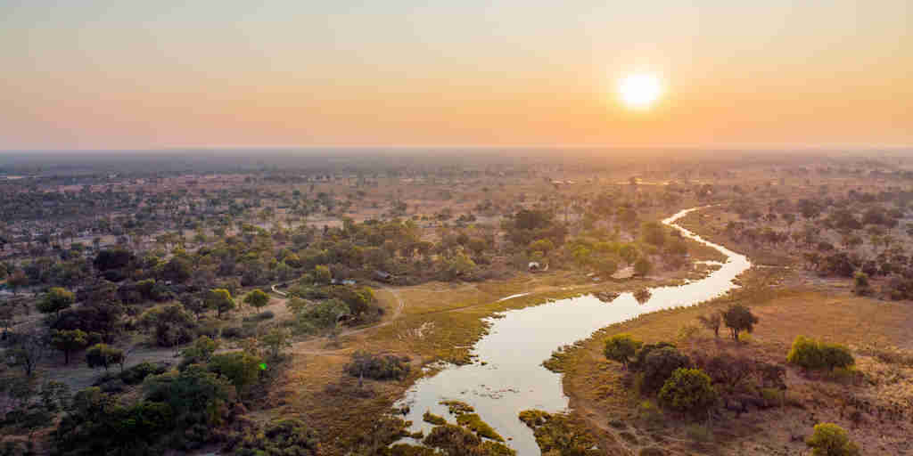 aerial view, 4 rivers, okavango delta, botswana