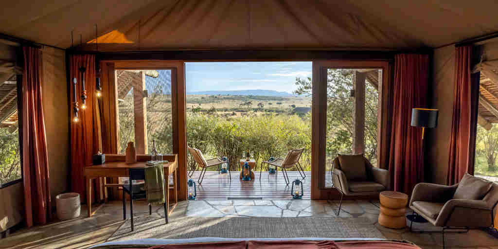 bedroom view, naboisho camp, greater mara conservancies, kenya