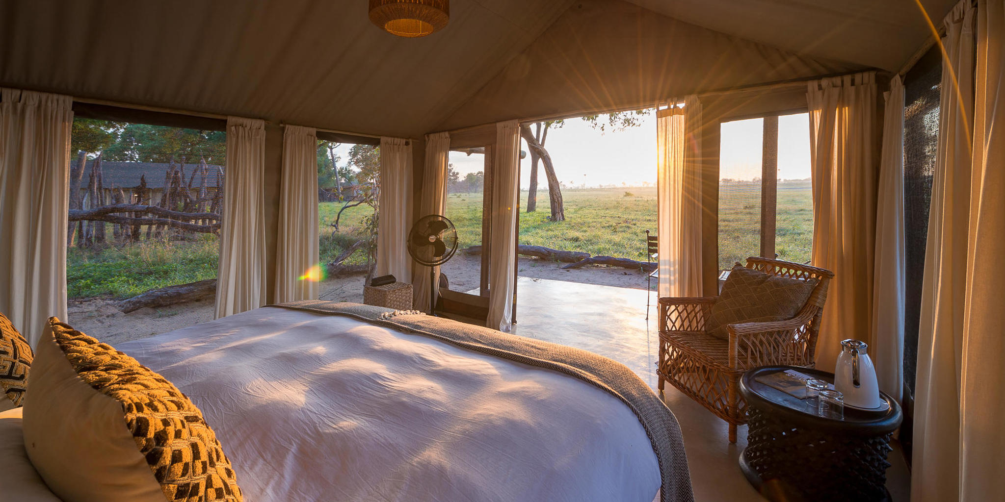 double bedroom tent, wilderness davisons, hwange national park, zimbabwe