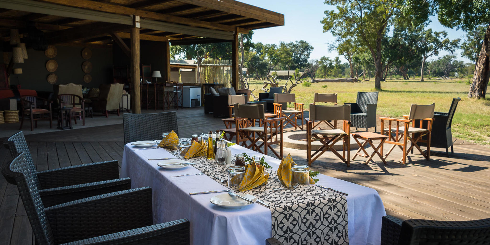 outside dining, wilderness davisons, hwange national park, zimbabwe