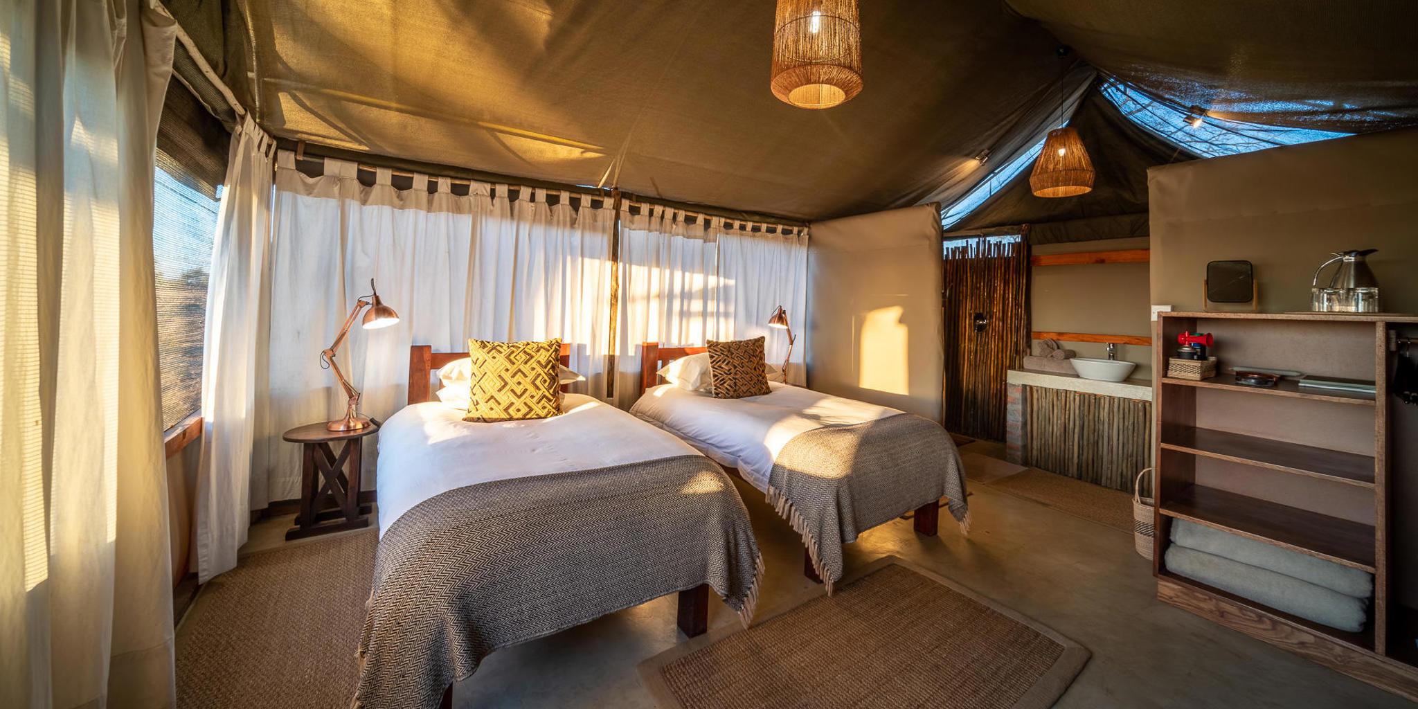 twin room, wilderness davisons, hwange national park, zimbabwe