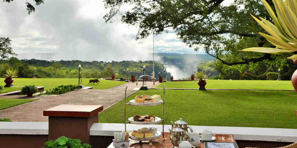 afternoon tea,  victoria falls hotel, zimbabwe