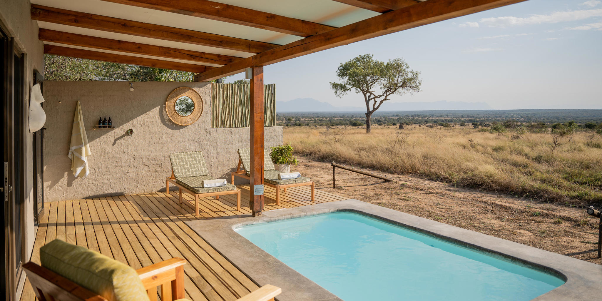 pool area, walkers plains camp, timbavati reserve, south africa