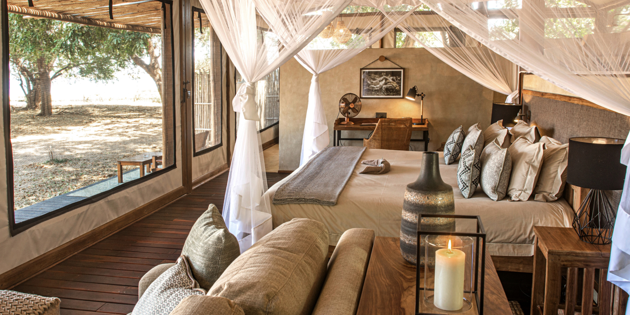 Bedroom, Chiawa Camp, Lower Zambezi, Zambia