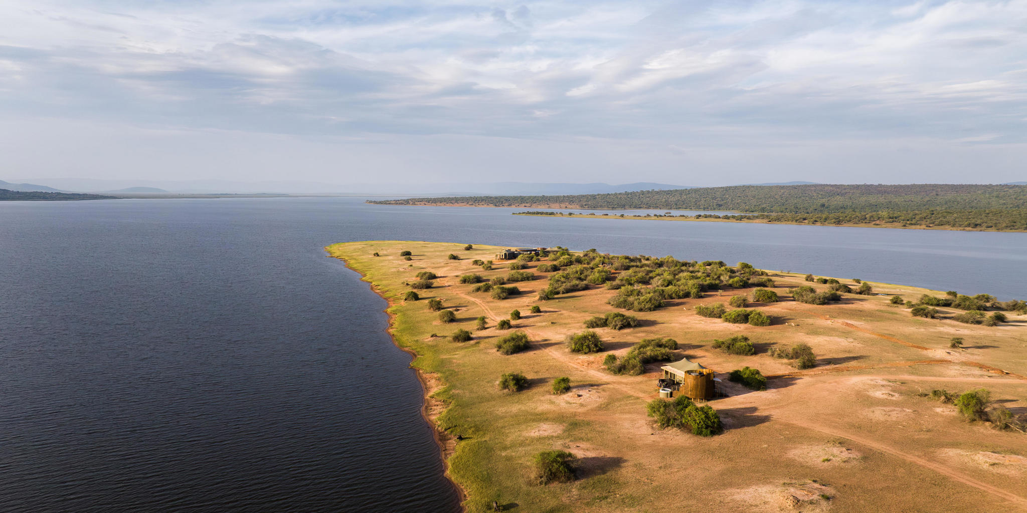 Aerial, Wilderness Magashi Peninsula, Akagera National Park, Rwanda