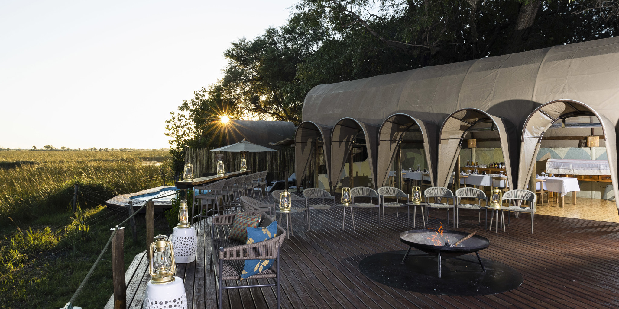 Dining, Okuti Camp, Moremi Game Reserve, Botswana