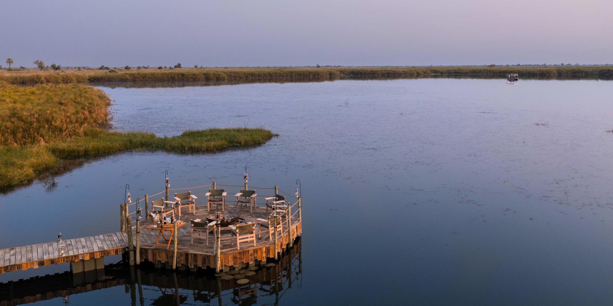Sunset, Sitatunga Private Island Camp, Okavango Delta, Botswana