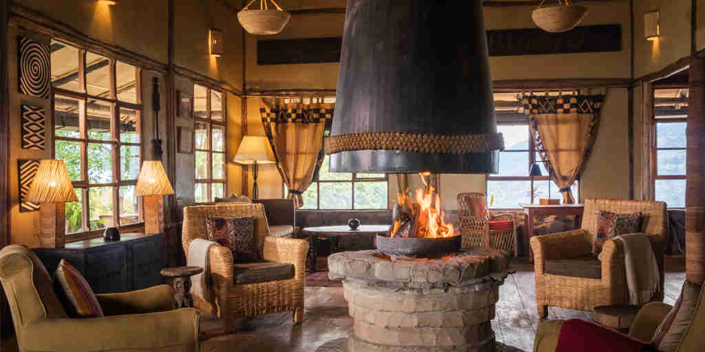 Lounge, Virunga Lodge, Volcanoes National Park, Rwanda
