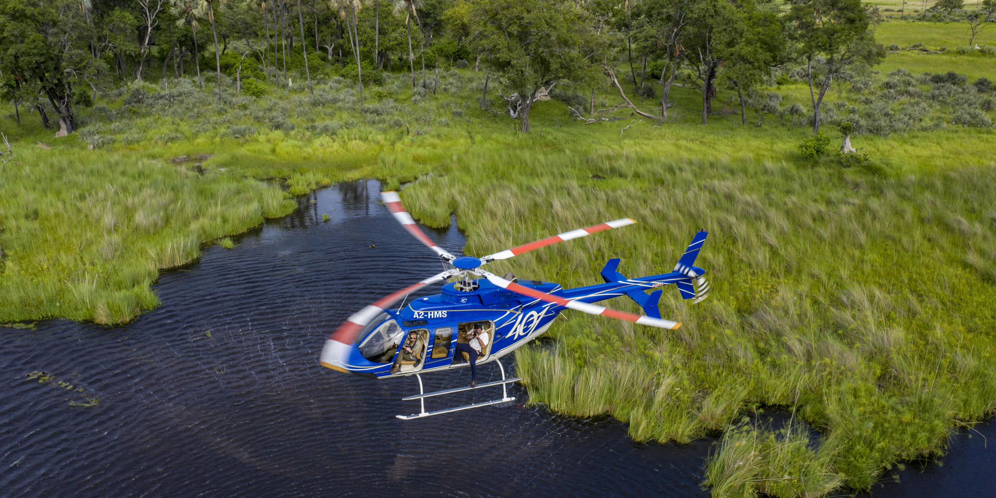 Helicopter, Duke's East Camp, Okavango Delta, Botswana