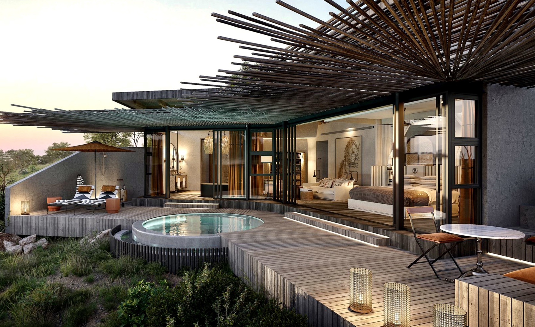 Exterior Deck, Chichele Presidential Lodge, South Luangwa, Zambia
