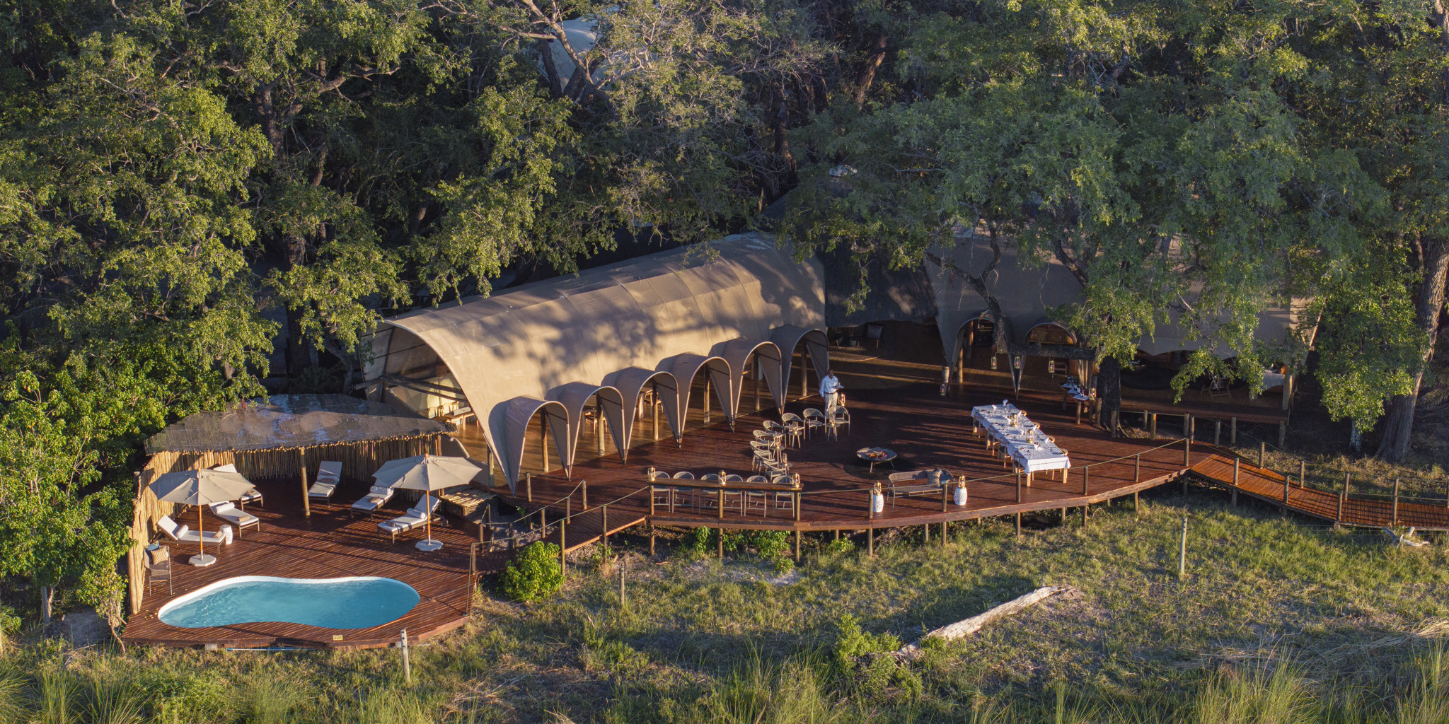 Aerial View, Okuti Camp, Moremi Game Reserve, Botswana