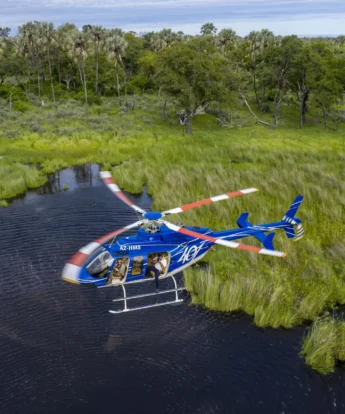 Helicopter, Duke's East Camp, Okavango Delta, Botswana