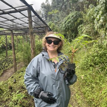 Magda Baillie planting trees in Rwanda