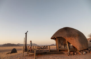 room exterior, desert homestead lodge, namibia, yellow zebra safaris