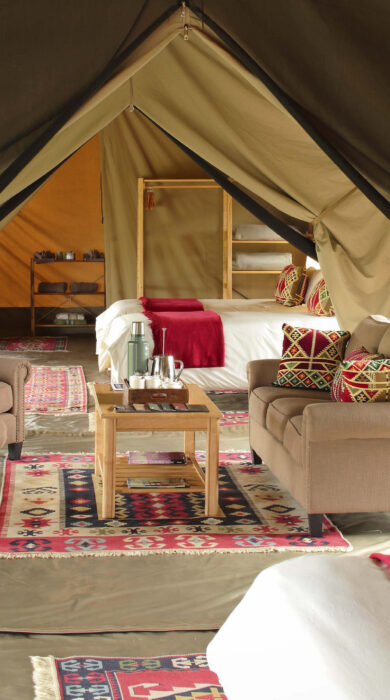 interior view of family tent, ol pejeta bush camp, kenya - Yellow Zebra Safaris
