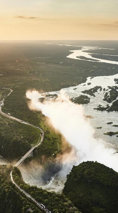 aerial view, victoria falls river lodge, zambia - Yellow Zebra Safaris