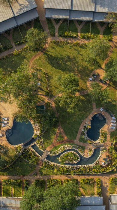 aerial view, waterfalls lodge, victoria falls, zimbabwe - Yellow Zebra Safaris