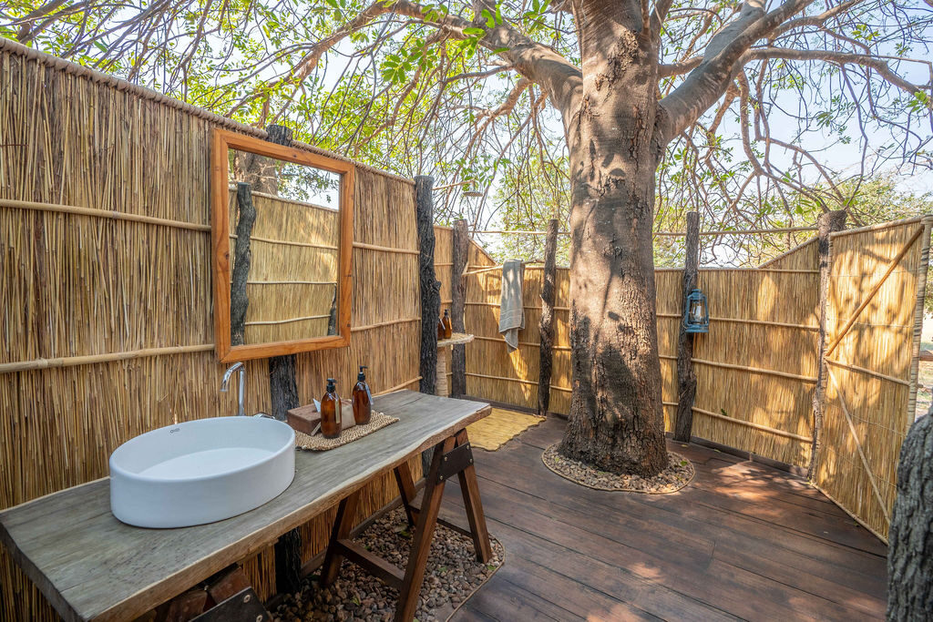 outdoor bathroom at nsolo, zambia - Yellow Zebra Safaris