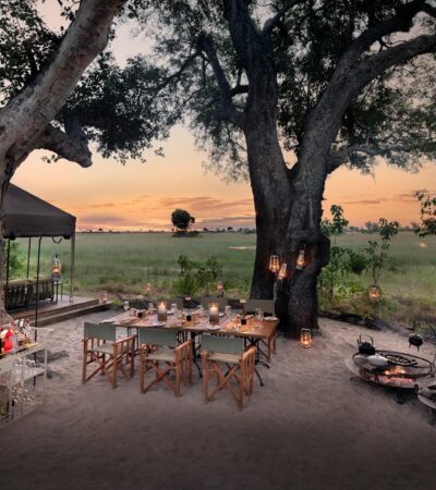 evening dining, andbeyond nxabega under canva, okavango delta, botswana - Yellow Zebra Safaris