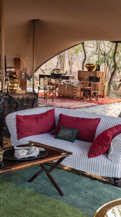 lounge at expedition camp, okavango delta, botswana - Yellow Zebra Safaris