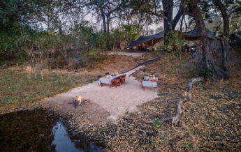 outdoor dining at expedition camp, okavango delta, botswana - Yellow Zebra Safaris