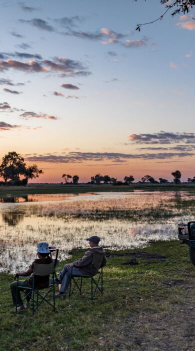 sundowner at expedition camp, okavango delta, botswana - Yellow Zebra Safaris