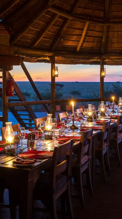 dining, wilderness kalahari plains, central kalahari, botswana