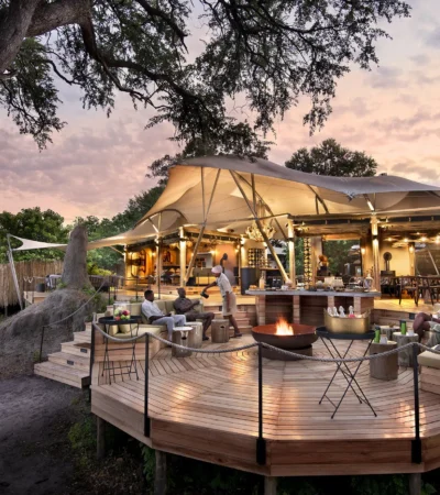 exterior, Khwai leadwood under thatch, botswana