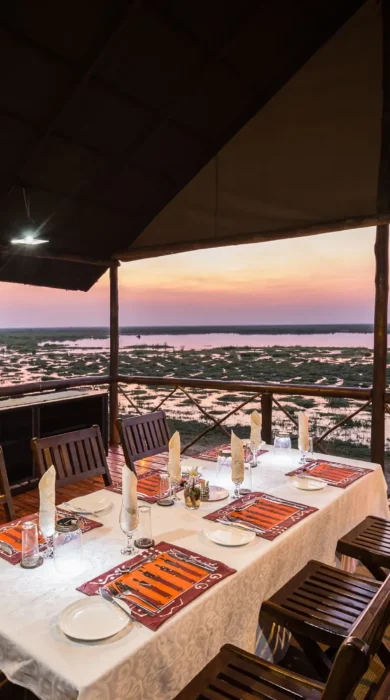 camp linyanti botswana dining yellow zebra safaris