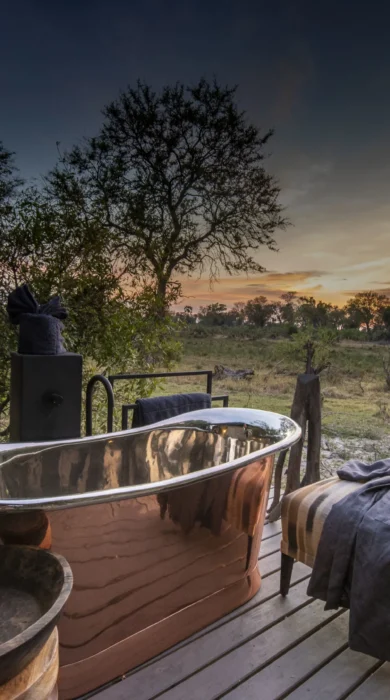 Gomoti private bath botswana yellow zebra safaris