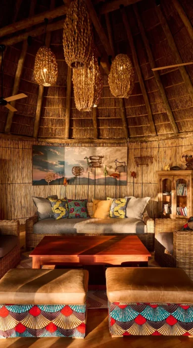 Lounge, Nxamaseri Island Lodge, Okavango Delta, Botswana