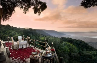 ngorongoro crater lodge private dining decking tanzania yellow zebra safaris