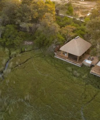 aerial view, vumbura plains, okavango delta, botswana