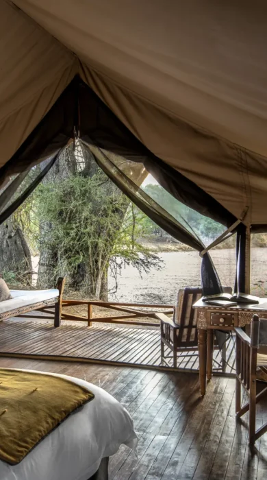 tented suite view, jongomero camp, ruaha national park, tanzania
