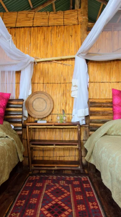 delta camp twin room beds botswana yellow zebra safaris
