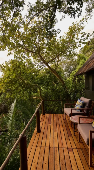 Deck, Nxamaseri Island Lodge, Okavango Delta, Botswana