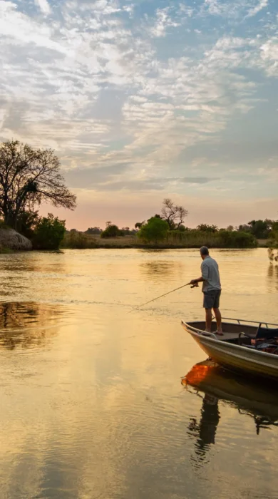 Fishing, Nxamaseri Island Lodge, Okavango Delta, Botswana