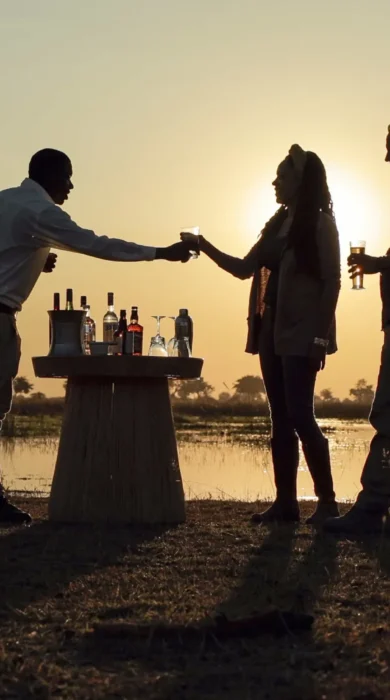 sundowners, shinde footsteps, okavango delta, botswana