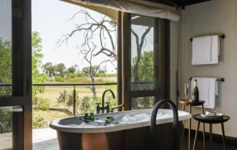 Bathroom views at Xigera Safari Lodge