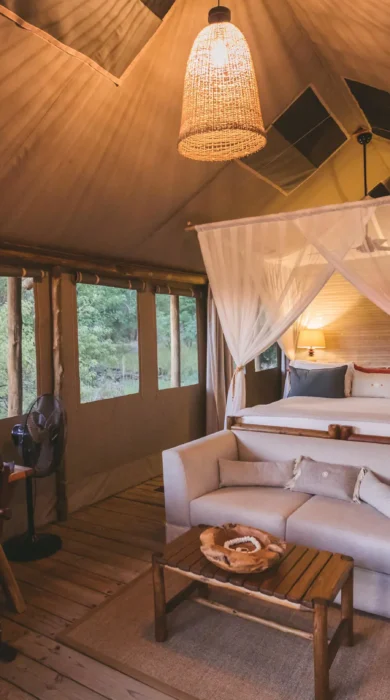 guest tent, camp xakanaxa, moremi game reserve, botswana