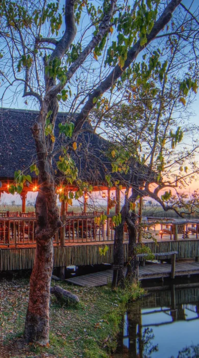 sunset view, camp xakanaxa, moremi game reserve, botswana
