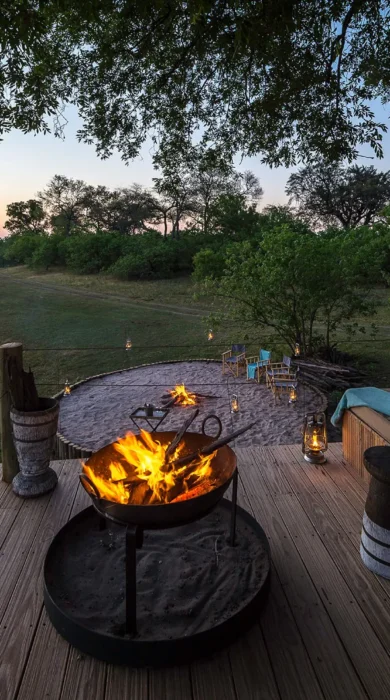Evening firepit at Duma Tau, Botswana