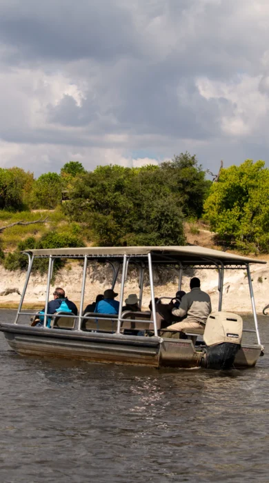 Zambezi queen tender boat botswana yellow zebra safaris