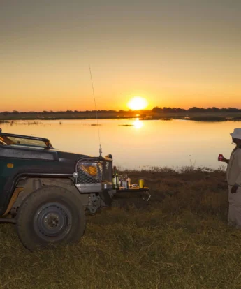 ngoma game drive sunset botswana yellow zebra safaris