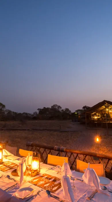 camp savuti outside dining botswana yellow zebra safaris