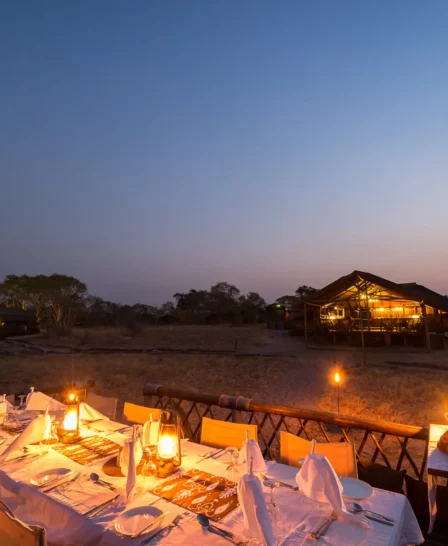 camp savuti outside dining botswana yellow zebra safaris